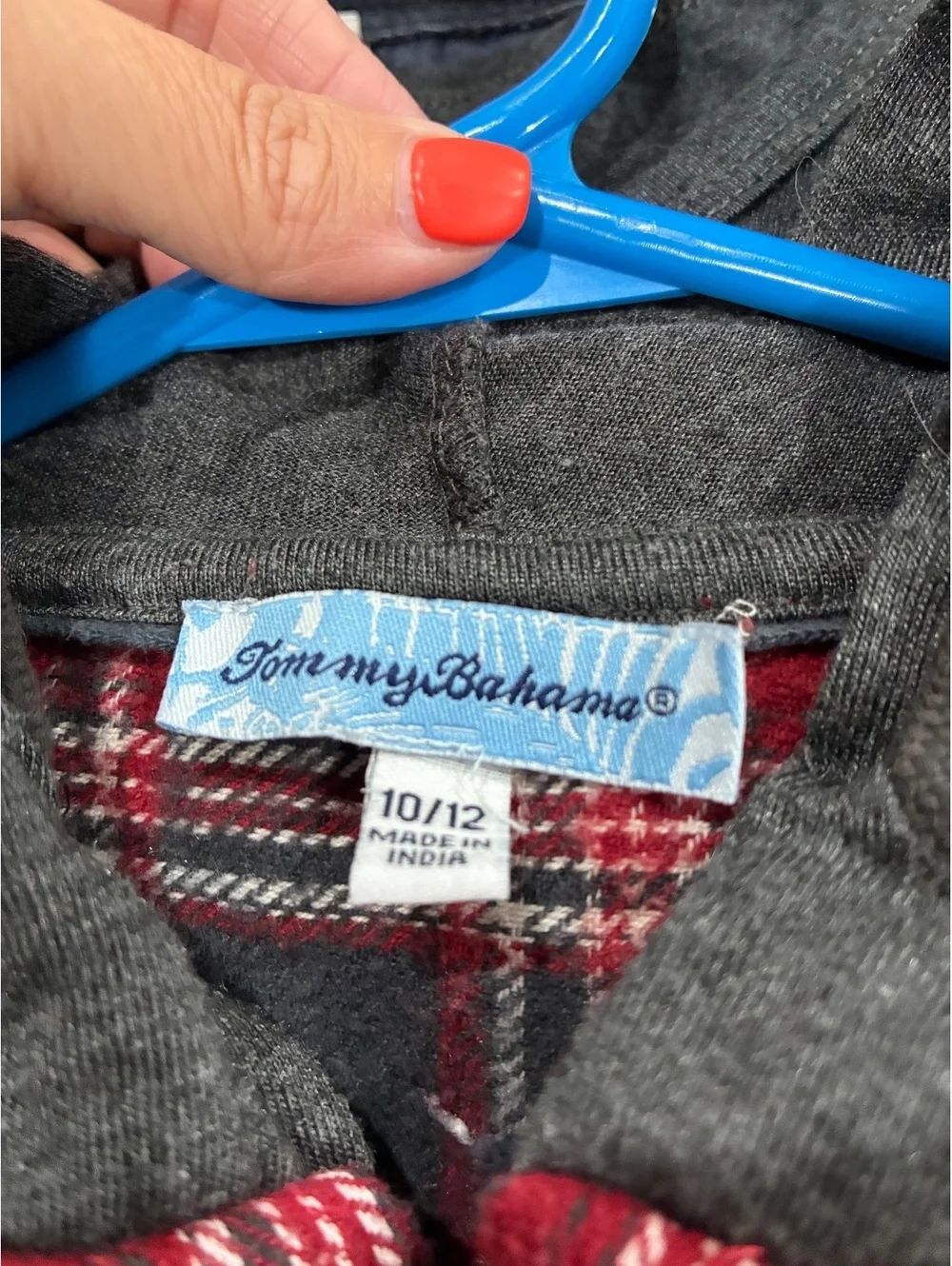 Tommy Bahama Boys' Hooded Plaid Flannel Shirt Size 10/12